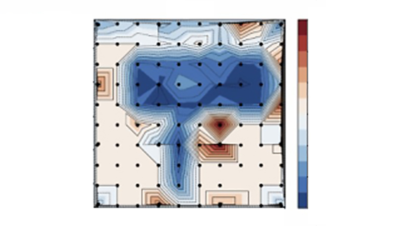 The Map of Vc + created by collecting spectra at points in a 10 x10 matrix