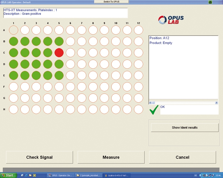 捕获d ' écran du logiciel OPUS:测量HTS-XT。